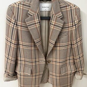 Babaton Women's Plaid Blazer - Brown and Cream